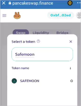 Swapping SafeMoon on Wallet